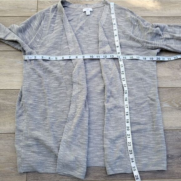J. Jill heathered gray open cardigan vertical ribbed med petite - Picture 5 of 8
